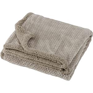 Baroni Home Coperta di Pile, Plaid Invernale Morbido per letto e divano, Coperta Singola, Colore Tortora, 130x160 cm
