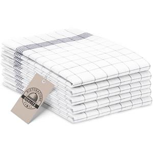 ZOLLNER 5 Strofinacci - canovacci in cotone 50x70 cm - burrazzi da cucina assorbenti e resistenti - a quadretti bianchi e grigi - lavabili a 95°C - qualità gastronomica - certificato OEKO-TEX (R)