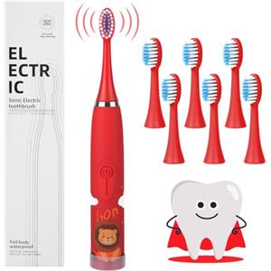 Vicloon Spazzolino Elettrico,Spazzolino Bambini con 6 Pezzi Testina Dello Spazzolinos e Timer Intelligente,con Vibrazione Morbido e Comodo Manico Spazzolini,IPX6 Spazzolinos per Ragazzi e Ragazze