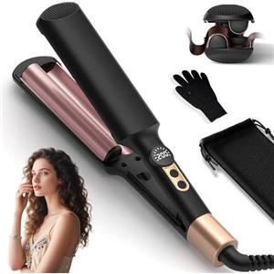 UKLISS Ferro ondulato per capelli - UKLISS Pro Mini ferro ondulato, display LCD 120 - 210 ℃, sirena per capelli ondulati, ferro arricciacapelli leggero Beach Waves, adatto per principianti, dimensioni da