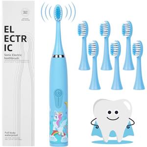 Vicloon Spazzolino Elettrico,Spazzolino Bambini con 6 Pezzi Testina Dello Spazzolinos e Timer Intelligente,con Vibrazione Morbido e Comodo Manico Spazzolini,IPX6 Spazzolinos per Ragazzi e Ragazze