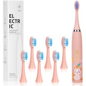 Vicloon Spazzolino Elettrico,Spazzolino Bambini con 6 Pezzi Testina Dello Spazzolinos e Timer Intelligente,con Vibrazione Morbido e Comodo Manico Spazzolini,IPX6 Spazzolinos per Ragazzi e Ragazze