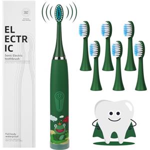 Vicloon Spazzolino Elettrico,Spazzolino Bambini con 6 Pezzi Testina Dello Spazzolinos e Timer Intelligente,con Vibrazione Morbido e Comodo Manico Spazzolini,IPX6 Spazzolinos per Ragazzi e Ragazze