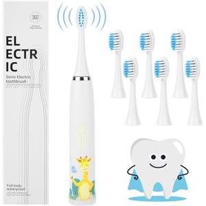 Vicloon Spazzolino Elettrico,Spazzolino Bambini con 6 Pezzi Testina Dello Spazzolinos e Timer Intelligente,con Vibrazione Morbido e Comodo Manico Spazzolini,IPX6 Spazzolinos per Ragazzi e Ragazze