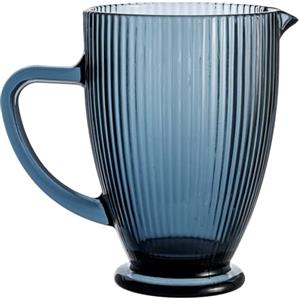 Baroni Home Caraffa in Vetro con Dettagli in Rilievo, Brocca con Manico, Design Moderno, Caraffa con Sistema Antigoccia, Facile da pulire, per Bevande Calde e Fredde, 1L, 20x13x19 cm, Blu
