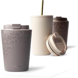 MAMEIDO Tazza da caffè termica 350 ml, Mug termico, Tazze termiche acciaio inox senza BPA, anti-perdita (Sleek Leo)