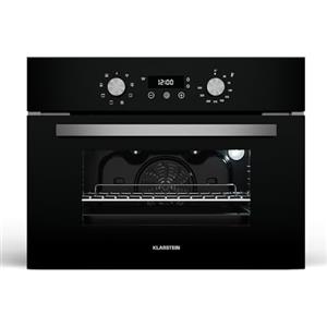 Klarstein SpaceSmart - Forno da Incasso, 41L, 8 Funzioni, Pulizia a Vapore, Timer Digitale, Forno Elettrico Ventilato, Sportello a Doppio Vetro Rimovibile, Classe Energetica A, Design Compatto