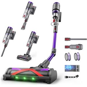 Circlio Aspirapolvere Senza Fili, 600W/58000Pa, Scopa Elettrica Senza Fili 75 Min, Aspirapolvere Senza Filo con LED Touchscreen, Autoportante Anti-Avvolgimento per Tappeti/Pavimenti/Peli Animali