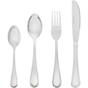 Baroni Home Set 24 pz Posate da Tavola in Acciaio Inox, Posate Color Argento con Manico Stondato per 6 Persone, Lavabili in Lavastoviglie, Forchetta, Coltello, Cucchiaio, Cucchiaino da The o Dolce