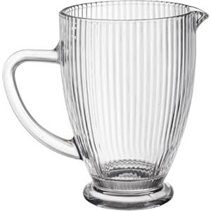 Baroni Home Caraffa in Vetro Trasparente con Dettagli in Rilievo, Brocca con Manico, Design Moderno, Caraffa con Sistema Antigoccia, Facile da pulire, per Bevande Calde e Fredde, 1L, 20x13x19 cm