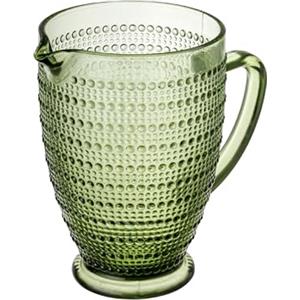 Baroni Home Caraffa in Vetro Verde con Dettagli in Rilievo a Pois, Brocca con Manico, Design Moderno, Caraffa con Sistema Antigoccia, Facile da pulire, Bevande Calde e Fredde, 1L, 20x13x19 cm
