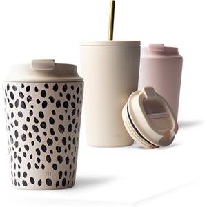 MAMEIDO Tazza da caffè termica 350 ml, Mug termico, Tazze termiche acciaio inox senza BPA, anti-perdita (Almond Flakes)