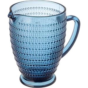 Baroni Home Caraffa in Vetro Blu con Dettagli in Rilievo a Pois, Brocca con Manico, Design Moderno, Caraffa con Sistema Antigoccia, Facile da pulire, Bevande Calde e Fredde, 1L, 20x13x19 cm