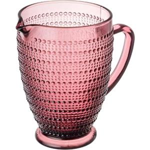 Baroni Home Caraffa in Vetro con Dettagli in Rilievo a Pois, Brocca con Manico, Design Moderno, Caraffa con Sistema Antigoccia, Facile da pulire, Bevande Calde e Fredde, 1L, 20x13x19 cm (Cipria)