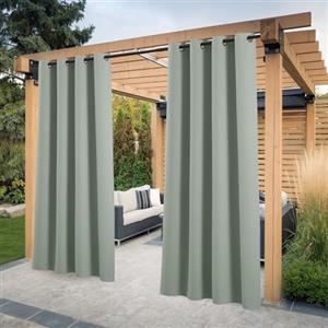 PONY DANCE Tende da Sole per Esterno 2 Pezzi L132 x A213 CM Tende Verde Salvia per Gazebo Esterno Impermeabili Anti-UV Curtains Oscuranti con Anelli Facile Installazione