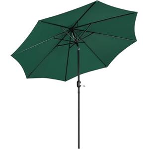 Yaheetech Ombrellone da Giardino Esterno 270 cm Portatile Parasole Protezione UV con Manovella 8 Stecche Reclinabile Telo in Poliestere Tubo in Alluminio Spiaggia Balcone Terrazzo Verde