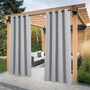 PONY DANCE Tende da Sole per Esterno Impermeabile Tende Oscuranti per Gazebo Idrorepellente Anti-UV Curtains per Balconi con Anelli 2 Pezzi L132 x A213 CM, Grigio Chiaro