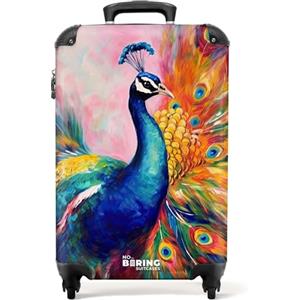 NoBoringSuitcases.com® Bagaglio a Mano, Valigia, Valigie da Viaggio, Trolley 55x40x20, Valigia da 10 kg, Trolley Bagaglio a Mano 55x40x20 cm (Pavone - Blu)