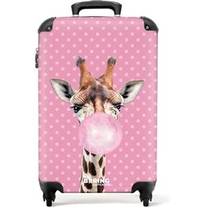 NoBoringSuitcases.com Valigia Bagaglio a Mano, Valigia, Trolley, Trolley Bagaglio a Mano, Valigia 55x40x20, Valigie, Valigia 10 kg, Trolley Bagaglio a Mano 55x40x20 cm (Giraffa - Rosa)