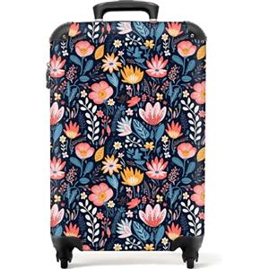 NoBoringSuitcases.com bagaglio a mano, trolley, valigia da 10 kg, rigida, leggera, valigie da viaggio per cabina, aereo, con 4 ruote girevoli, manico estensibile, robusto, 55x40x20 cm, Motivo floreale