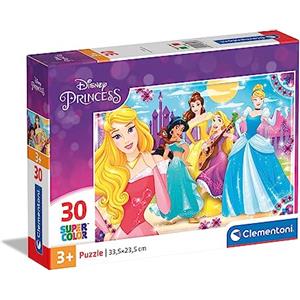 Disney Clementoni - 08503 - Supercolor Puzzle - Disney Princess - 30 Pezzi - Puzzle Bambini 3 Anni, Puzzle Cartoni Animati - Made In Italy