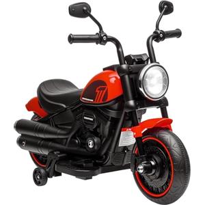HOMCOM Moto Elettrica Bambini 18-36 Mesi 6V con Rotelle Supplementari, 3km/h Motorino Elettrico per Bambini, Motocicletta Bimbi con Fanale, Max. 25kg, Rosso