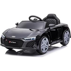 Baroni Home Auto Macchina Elettrica per Bambini Audi R8 Sport, 12V Con MP3, Macchina telecomandata Full Optional, sedile in Eco pelle, porte apribili, Velocità 3-5 km/h, con Telecomando, Nero