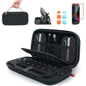 TRANSNOVO Custodia Compatible con Nintendo Switch 2 con Accessori - Case Rigido con 24 Slot per Cartucce di Gioco, Protezione Schermo HD, Supporto, Tappi per Joystick e Custodie per Joycon