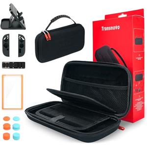 TRANSNOVO Custodia Compatible con Nintendo Switch 2 con Accessori - Case Rigido con 24 Slot per Cartucce di Gioco, Protezione Schermo HD, Supporto, Tappi per Joystick e Custodie per Joycon
