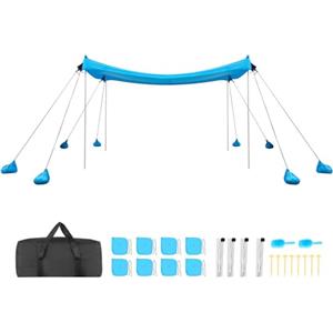 VEVOR Tenda Parasole da Spiaggia Protezione Solare UPF 50+ Portatile 3x3x2 m, Tenda da Spiaggia Parasole con Sacchi di Sabbia Ancoraggio Pali di Supporto, per Campeggio Viaggio Pesca, Blu