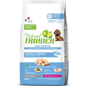 Natural Trainer Baby Starter Pollo 1,5kg - Alimento Completo per Cuccioli e Cagne in Gestazione