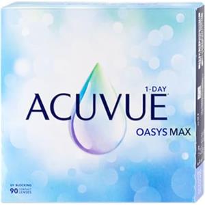 ACUVUE OASYS MAX 1-Day, lenti a contatto giornaliere; Comfort tutto il giorno e visione nitida, filtrano la maggior parte della luce blu-viola;-4.75 diottrie; BC 8.5; DIA 14.30; 90 lenti
