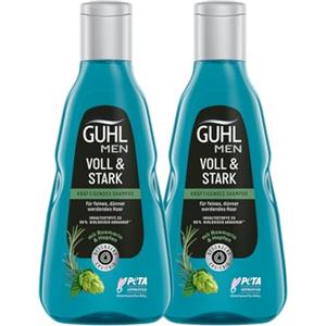 Guhl Confezione Risparmio da Uomo Piena e Forte - 2 x Shampoo da 250 ml - per Capelli Sottili - con Luppolo e Caffeina