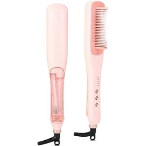 AraSyleon Spazzola Stira Capelli a Vapore - 3 Livelli Temperatura (150°C-210°C), Riscaldamento Rapido 30s, Piastre Ceramica, Design Sicuro, per Tutti i Capelli, Rosa