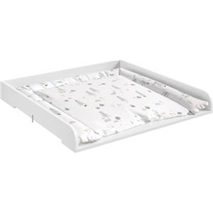 WOLTU Fasciatoio per Cassettiera 80x80x10 cm, Piano Fasciatoio per Neonato in MDF, con Bordi Rialzati, Adatto per Comò con Profondità Regolabile 46,5-50 cm, Bianco
