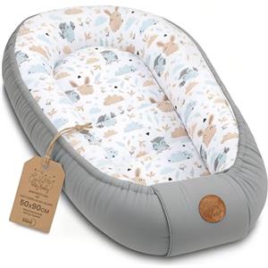 Totsy Baby Riduttore lettino neonato - 90x50 cm baby nest trasportabile per neonati nido culla pod cocoonababy babynest antisoffoco Gufi Grigio Chiaro