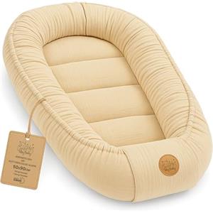 Totsy Baby Mussola Riduttore lettino neonato - 90x50 cm baby nest trasportabile per neonati nido culla pod cocoonababy babynest antisoffoco Beige chiaro