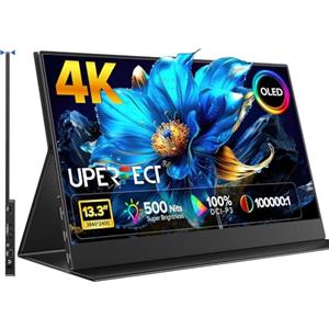 UPERFECT 4K OLED Monitor Portatile 13.3 Pollice Portable Monitor | 100000:1 Contrast | 500Nit | 100% DCI-P3 | 3840×2160 UHD| Mini HDMI USB C | Custodia Metallica, Compatibile con VESA