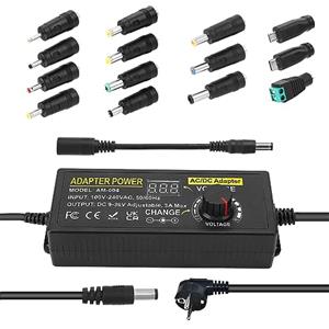 Towisituati Adattatore di Alimentazione Universale Regolabile 108W Convertitore AC-DC 100-240V Output Regolabile 9V-36V / 3A Con 14 Spieghi Intercambiabili e Cavo di Polarità Invertibile Alimentazione Multiuso