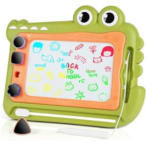 OFFCUP Lavagna Magnetica per Bambini 4 Colori Cancellabile Magnetica con 4 Timbri Magnetici e 1 Penna Giochi Bambini 3 4 5 Anni Lavagnetta Magica Regalo per Bambine e (Verde)