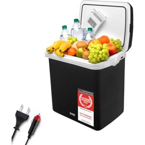 TZS First Austria - Frigo Portatile Elettrico 32L - Funzione Raffreddamento e Riscaldamento - 12V/230V per Auto e Presa - Termoelettrico e Silenzioso - Camping e Viaggi - Nero
