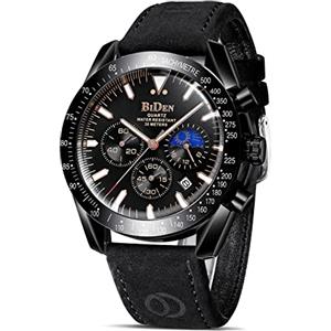 HANPOSH Orologio Uomo Cronografo Analogico Quarzo Moda Casual Orologio 30M Impermeabile Orologi da Polso Elegante in acciaio Data Luminosi Cool Orologi da Uomo