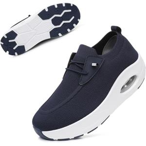 Git-up Scarpe da Passeggio da Donna in Mesh Traspirante con Cinturino Elastico, Sneaker Leggera con Cuscino d'Aria per Palestra e Fitness, 2087-Blu 37