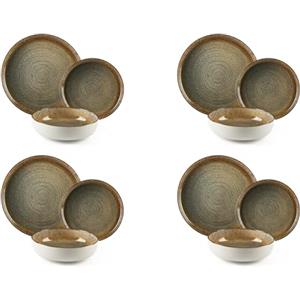 Excelsa Demetra Servizio Piatti 12 Pezzi, Ceramica, Effetto Reattivo, 4 Persone