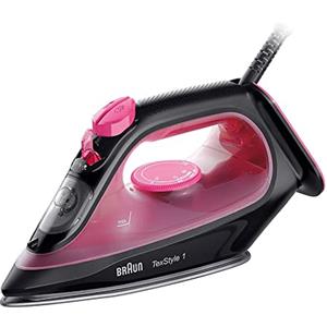 Braun TexStyle 1 SI1070PU, ferro da stiro con 4 anni di garanzia, rivestimento SuperCeramic, punta di precisione, 130 g/min, ricarica semplice da 220 ml, modalità ecologica, sistema antigoccia, 2000 W