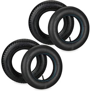 Relaxdays Ruote per Carriola con Camera d'Aria, Set 2 Ruotini di Scorta, 3.50-8, Gomma per Carrello, Regge 154 kg, Nero