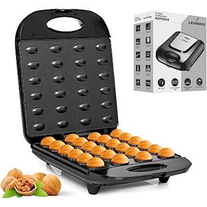 Lehmann Nuttster - Tostapane elettrico per arachidi con rivestimento antiaderente da 1700 W, per cuocere noci, macchina per noci, waffle per noci