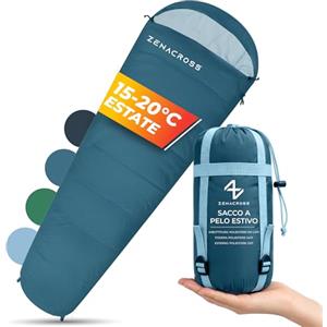Zenacross Sacco a Pelo Estivo - Sacco a Pelo Compatto & Ultra Leggero (900g) per Campeggio, Attività all'aperto e Festival - Blu navy