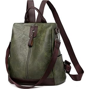 JSNOM Zaino Donna Pelle Casual Antifurto: Borsa Zainetto Donna Piccola Elegante Impermeabile Daypack per Universitá Scuola Shopping Lavoro (Verde)