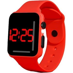 SMART-J - Orologio Digitale LED Unisex Glow Time | Display Rosso su Nero, Cinturino Colorato Regolabile in Silicone | Moda Urban Teen, Design Minimal, Idea Regalo Giovani e Trendy (Rosso)
